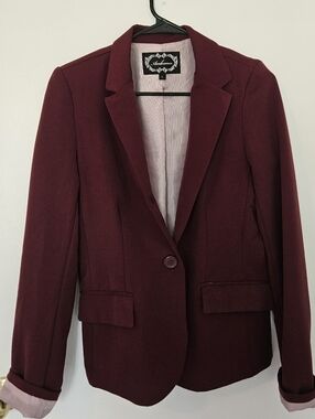 Wine-Red Single-Button Blazer Size S
